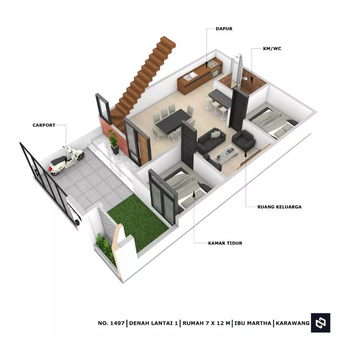 Denah And Desain Rumah 7×12 2lantai Minimalis