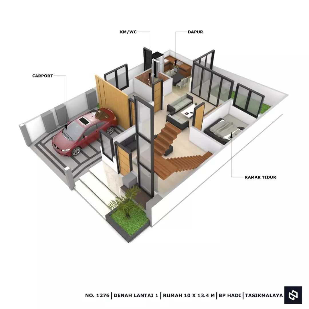 Desain rumah 10x13,4 Meter 2Lantai