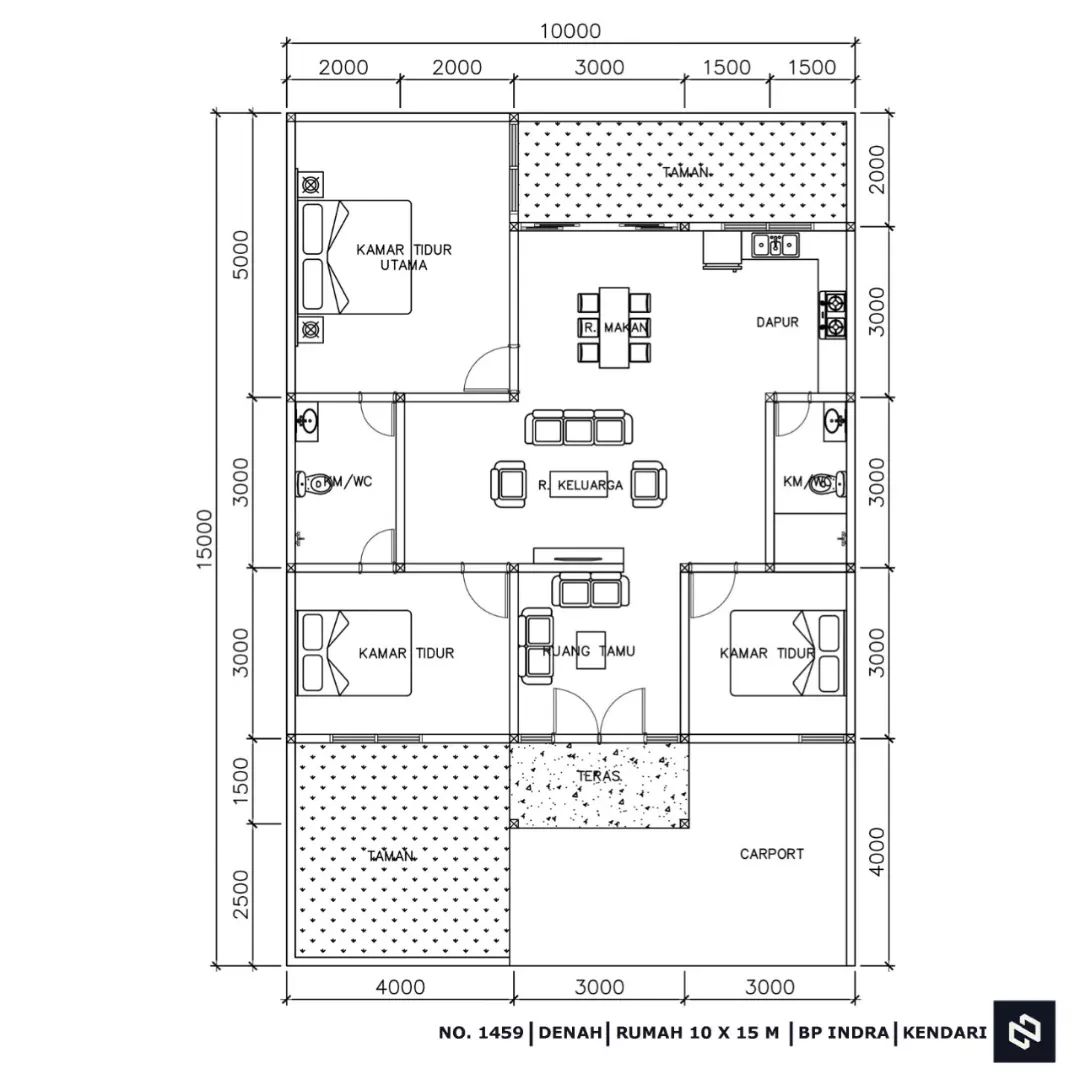 Desain rumah 10x15 Meter 1Lantai