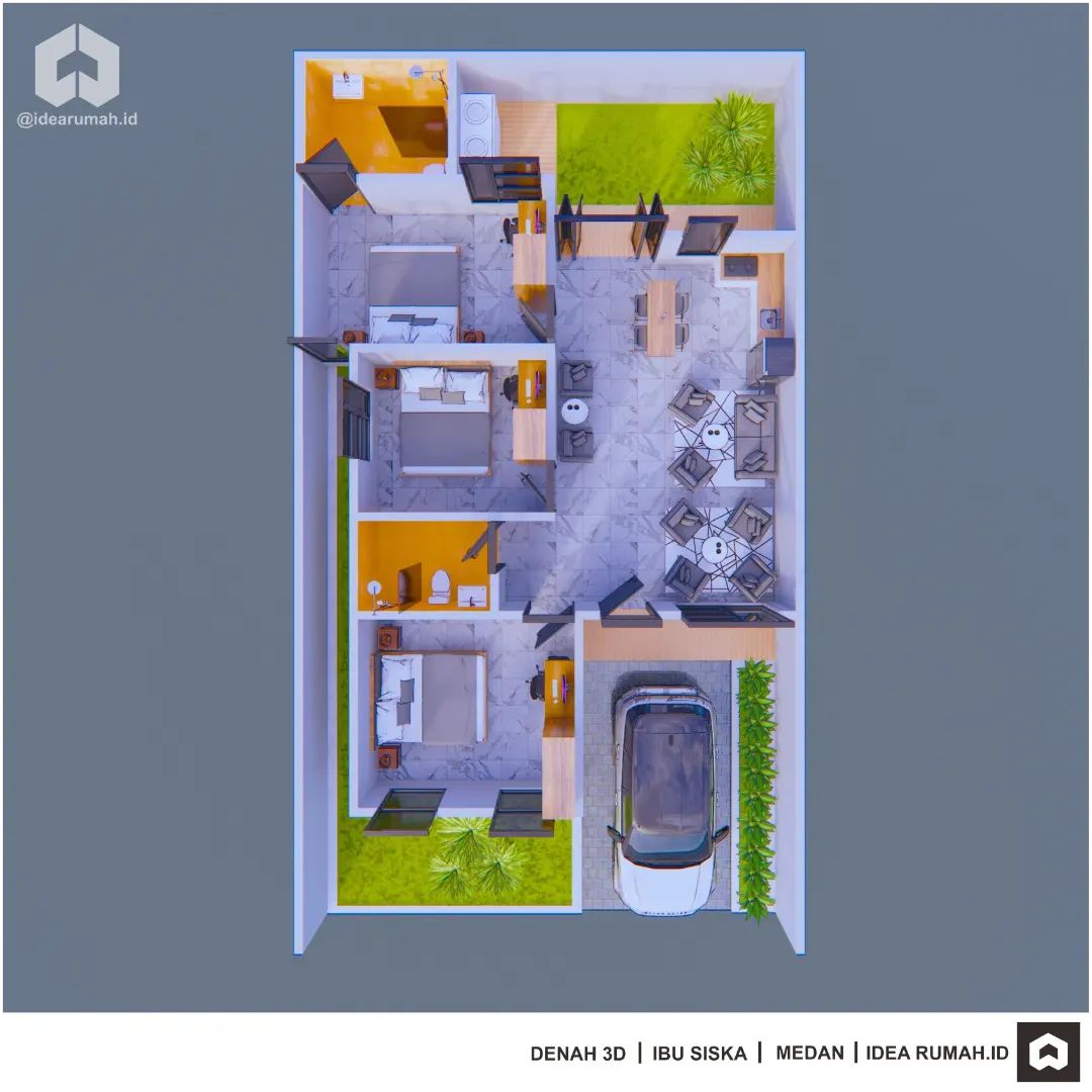 Desain rumah 9x16 Meter 1Lantai