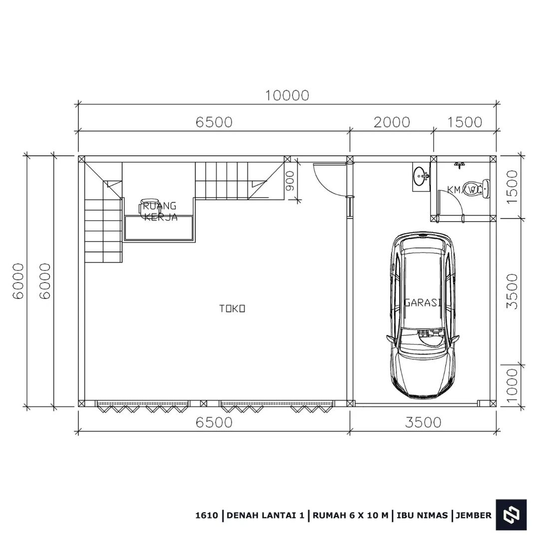 Desain rumah 10x6 Meter 2Lantai