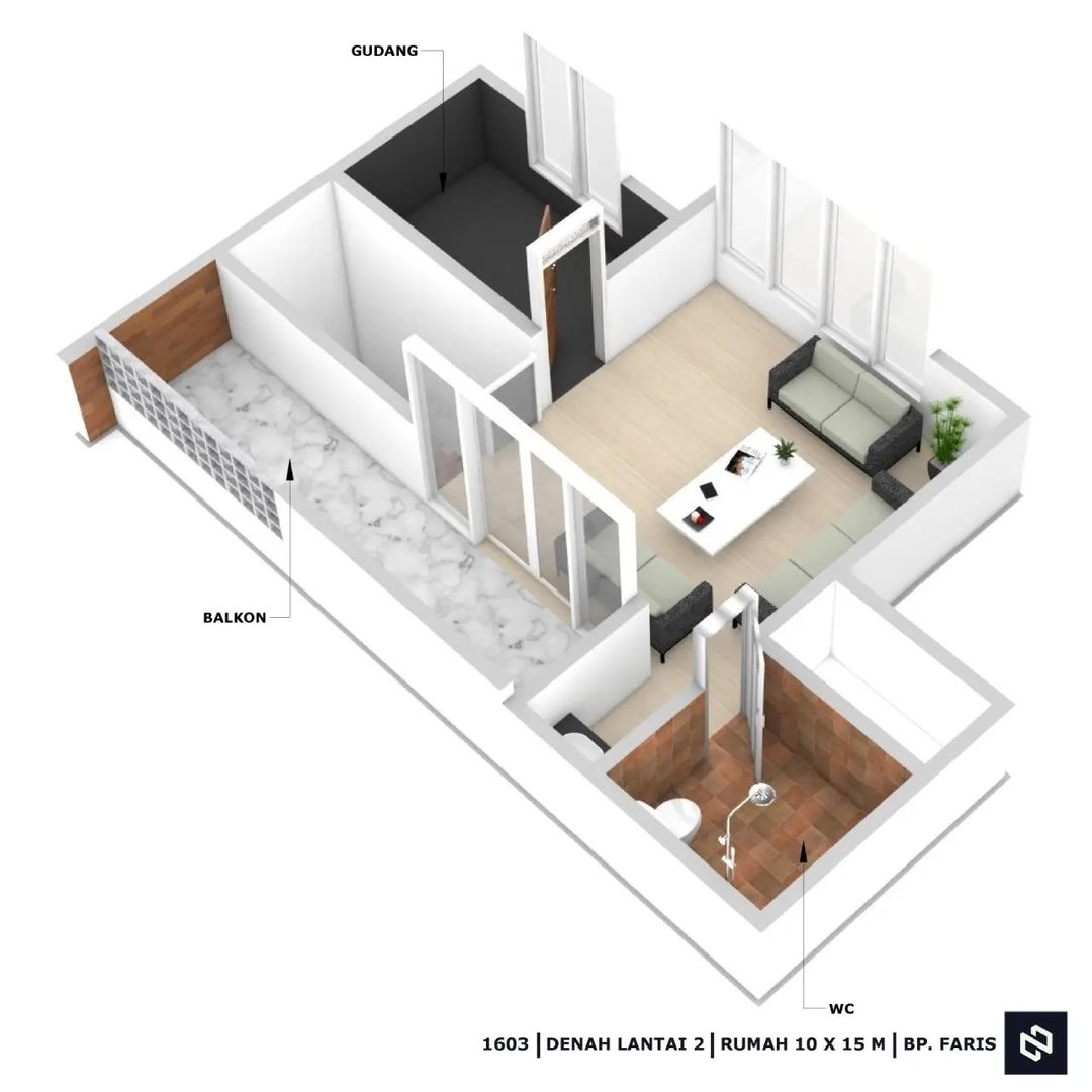 Desain rumah 10x15 Meter 2Lantai