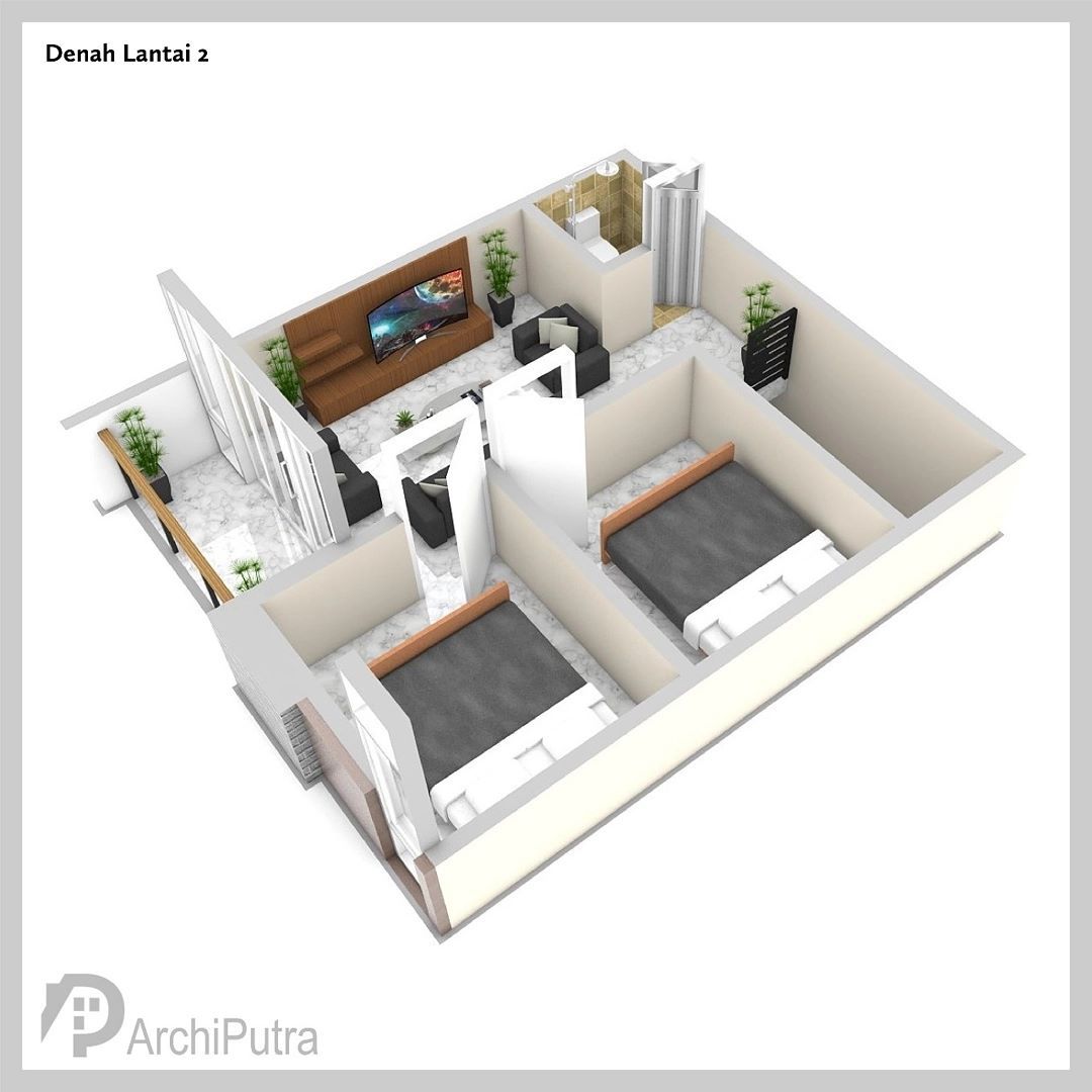 Desain rumah 6x10 Meter 2Lantai