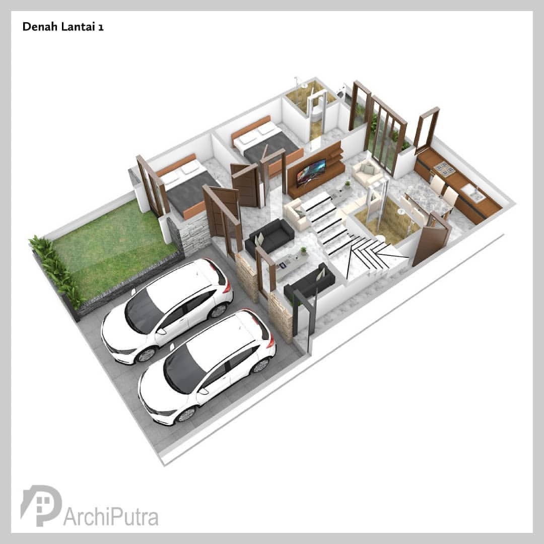 Desain rumah 8,5x13 Meter 2Lantai