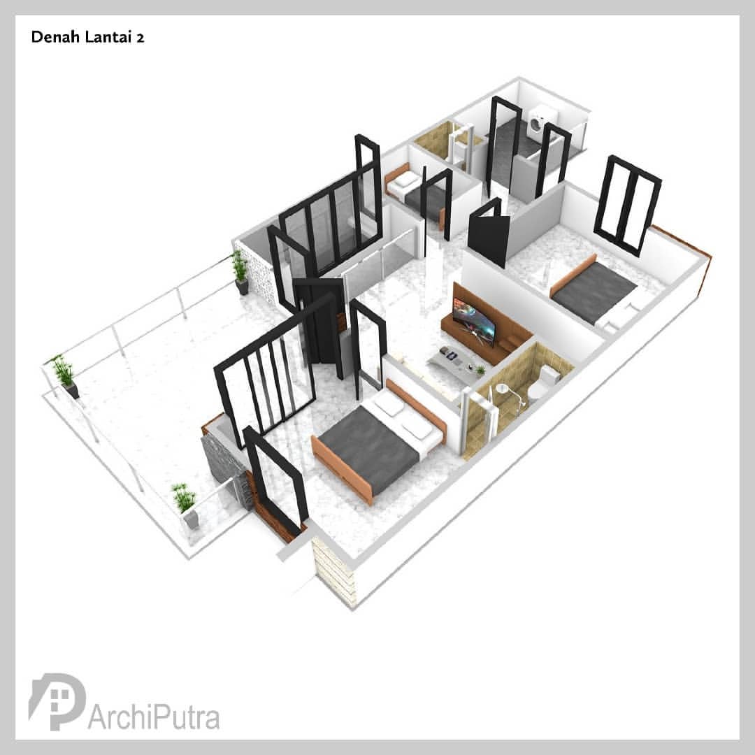 Desain rumah 8x15 Meter 2Lantai