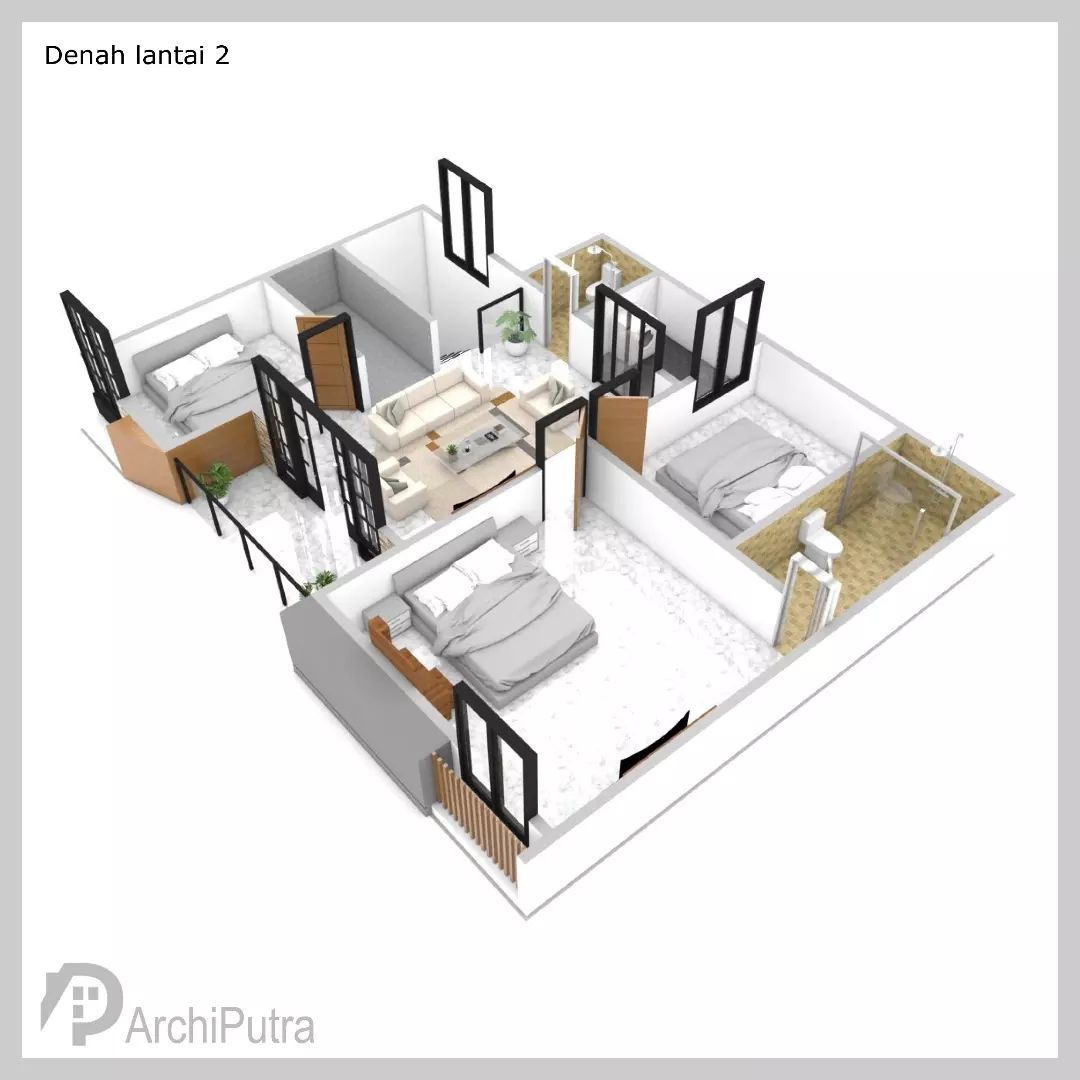 Desain rumah 12x9 Meter 2Lantai