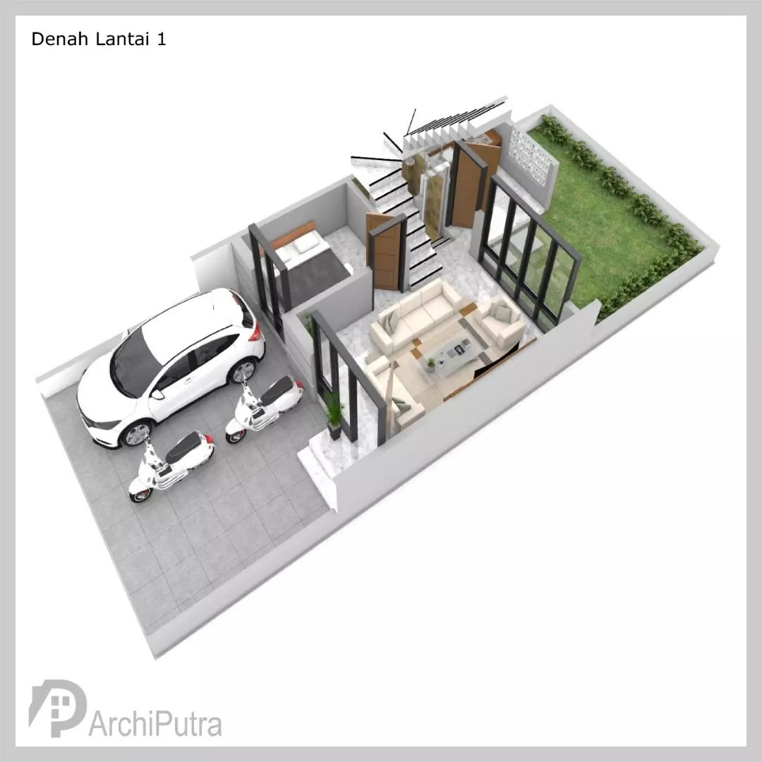 Desain rumah 6x15 Meter 2Lantai