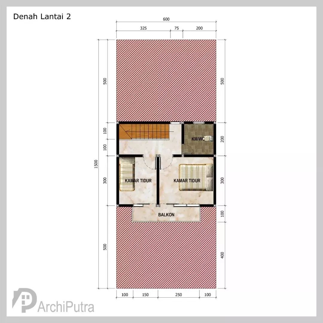 Desain rumah 6x15 Meter 2Lantai