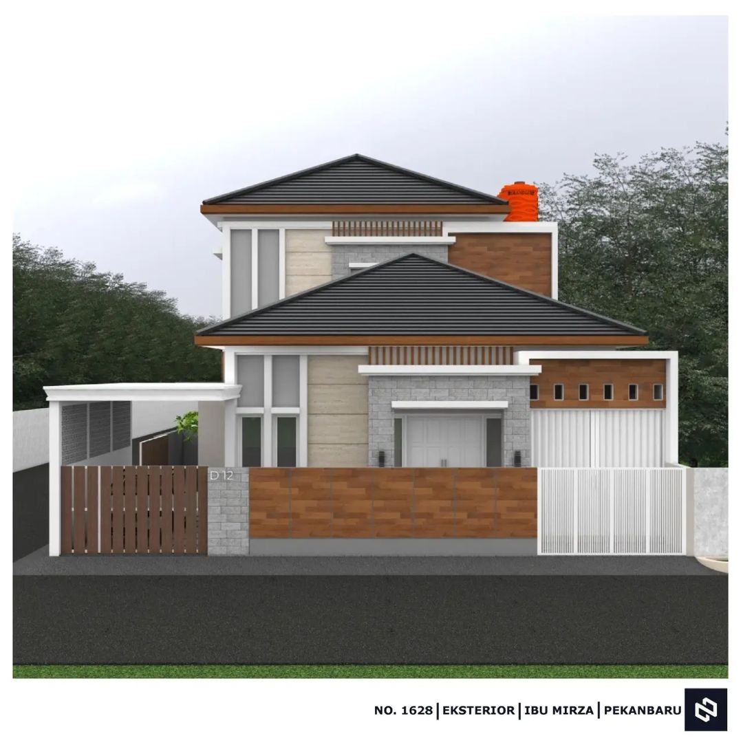 Desain rumah 12x14 Meter 2Lantai