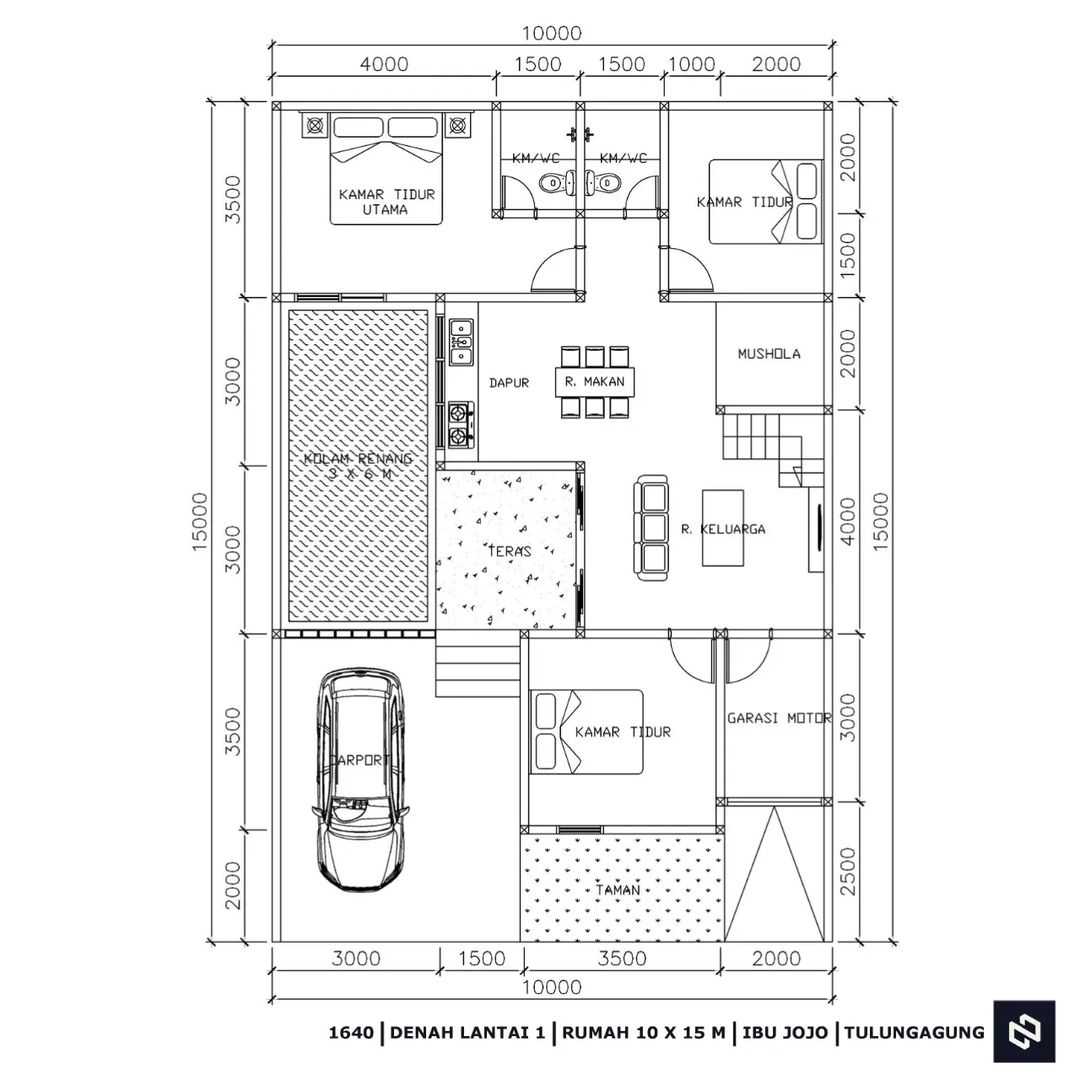 Desain rumah 10x15 Meter 2Lantai