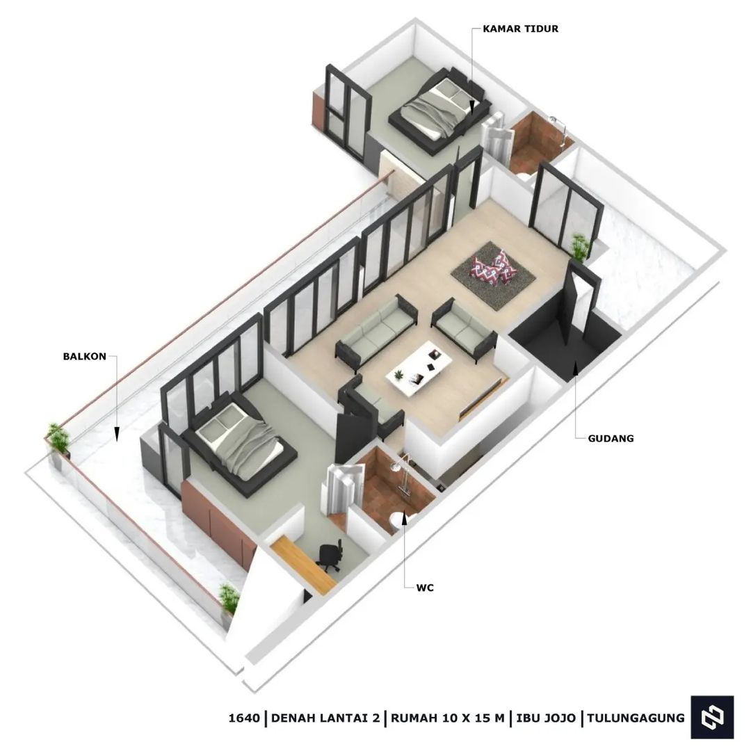 Desain rumah 10x15 Meter 2Lantai