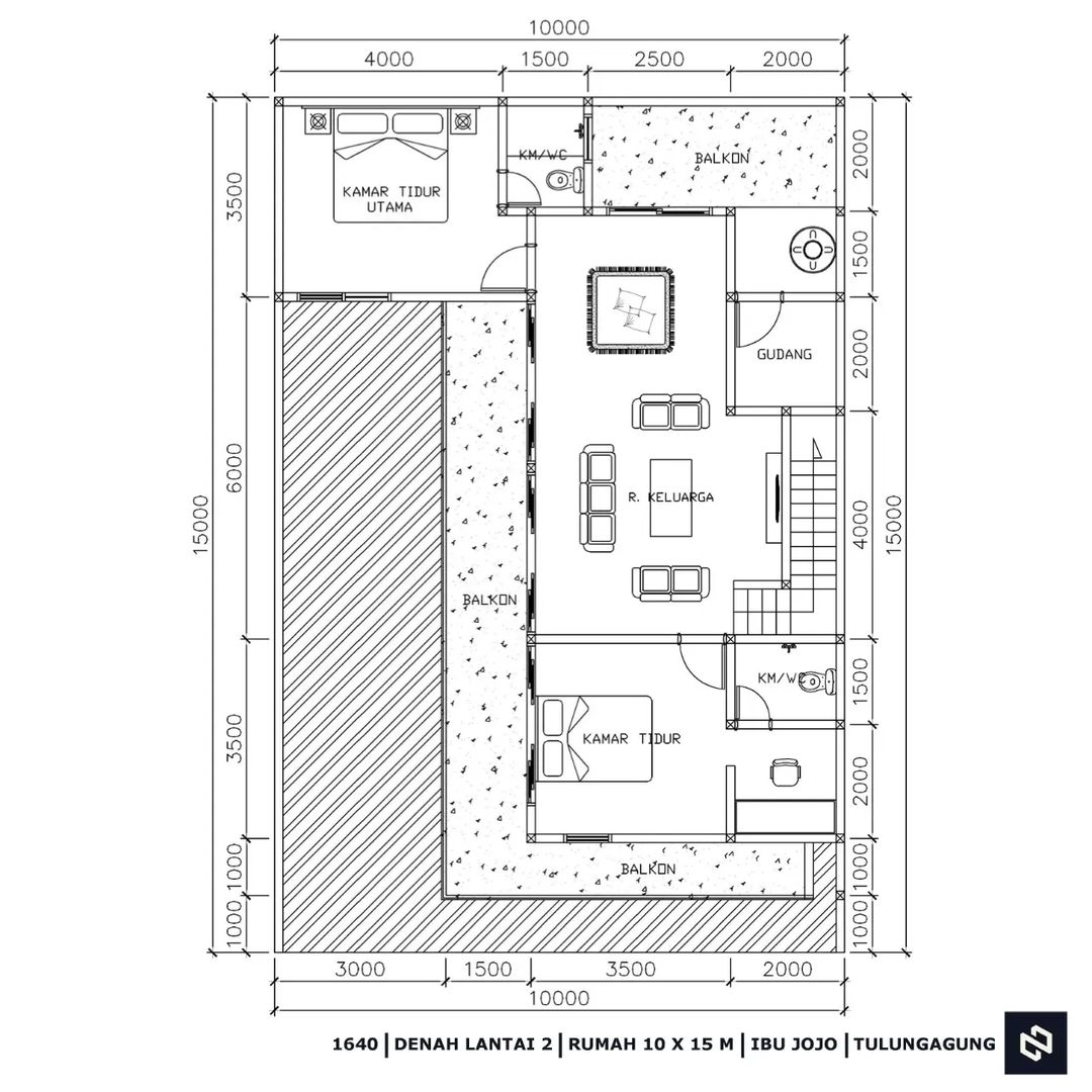 Desain rumah 10x15 Meter 2Lantai