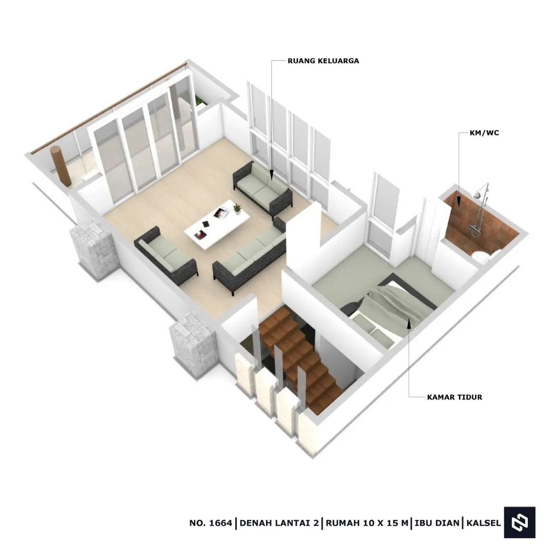 Desain rumah 10x15 Meter 2Lantai