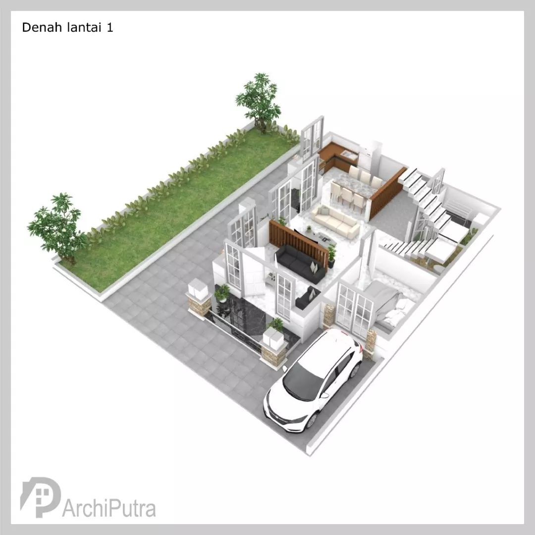 Desain rumah 13x13 Meter 2Lantai