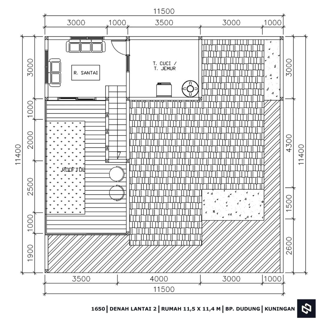 Desain rumah 11x11 Meter 2Lantai