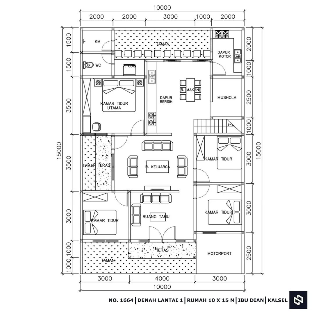 Desain rumah 10x15 Meter 2Lantai