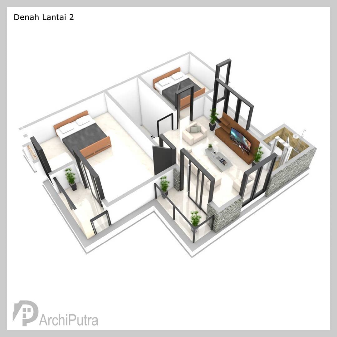 Desain rumah 10x10 Meter 2Lantai