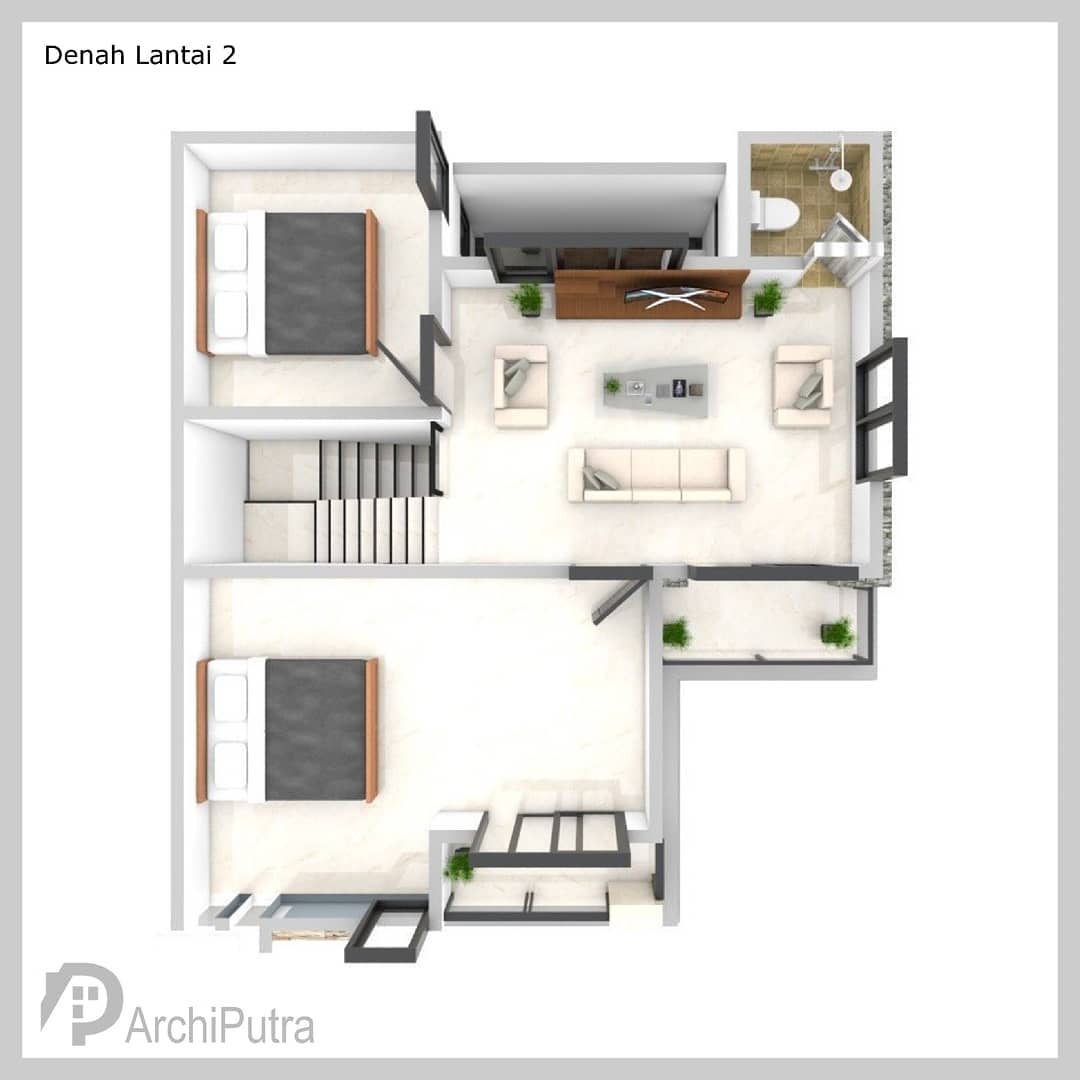 Desain rumah 10x10 Meter 2Lantai