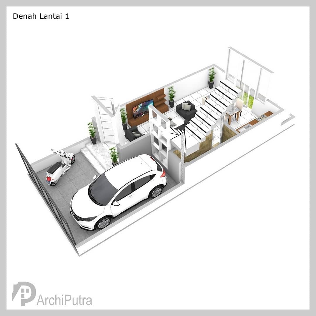 Desain rumah 5x12 Meter 2Lantai