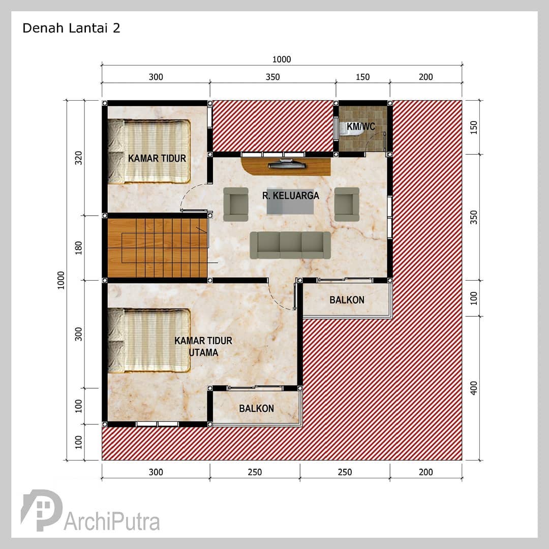 Desain rumah 10x10 Meter 2Lantai