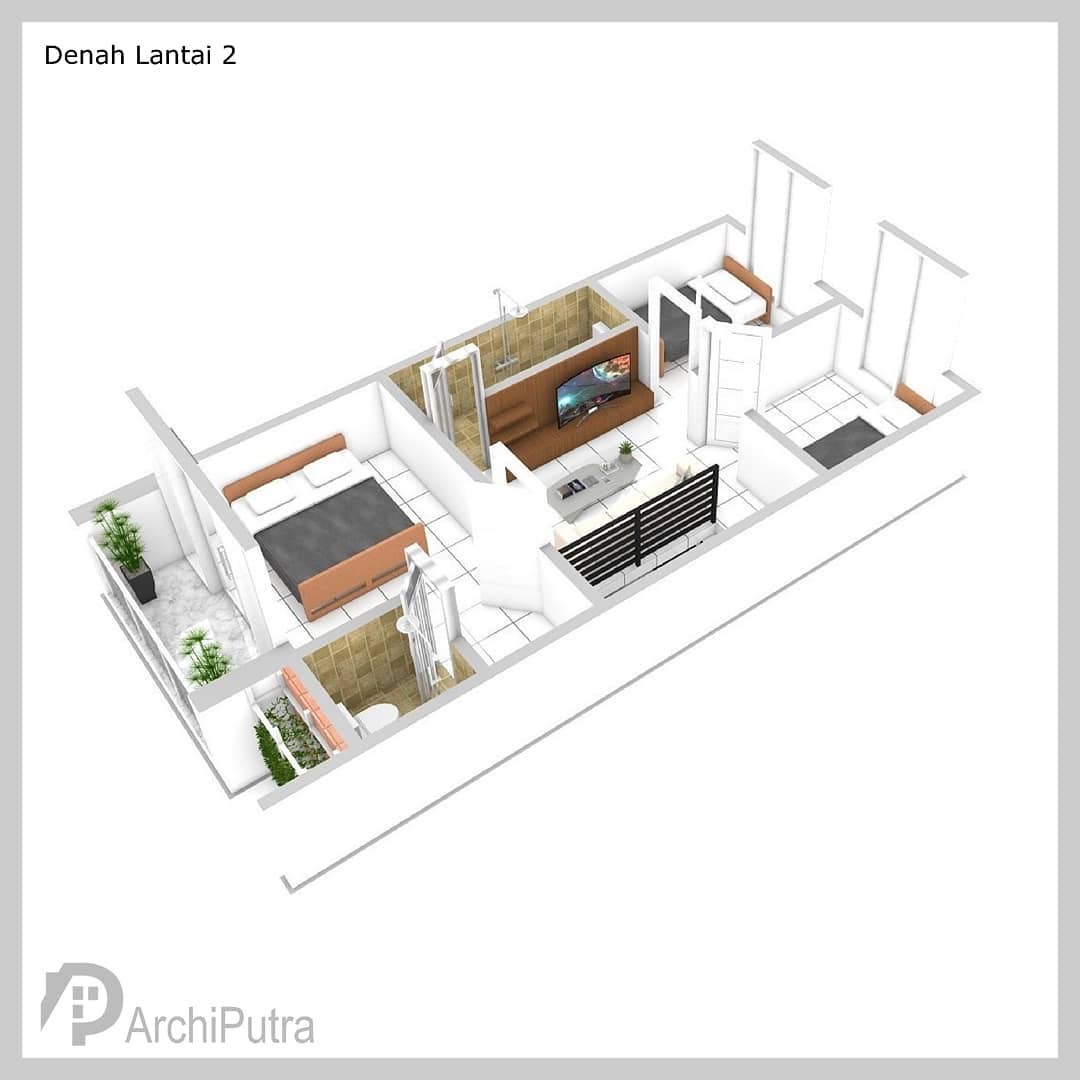 Desain rumah 5x12 Meter 2Lantai