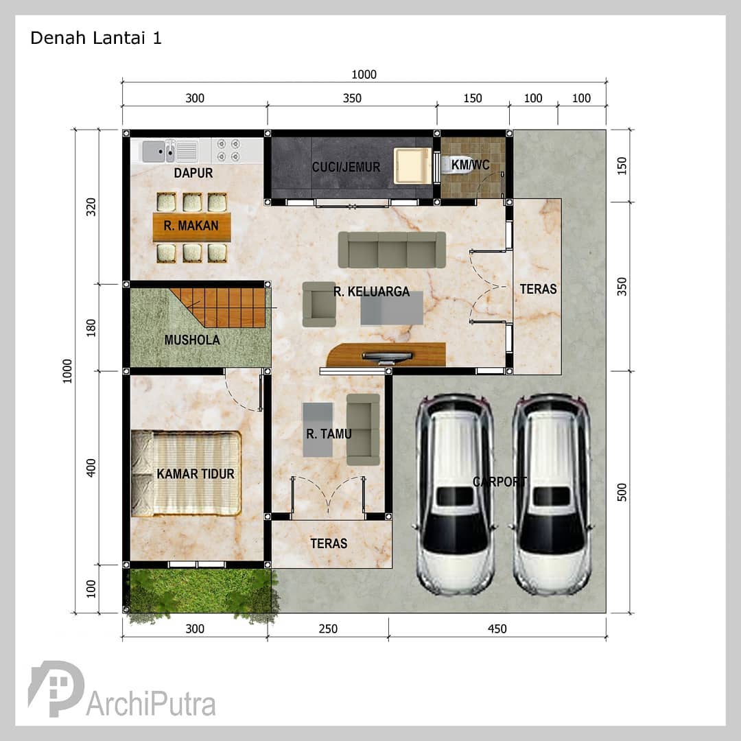 Denah And Desain Rumah 10×10 2lantai Minimalis 