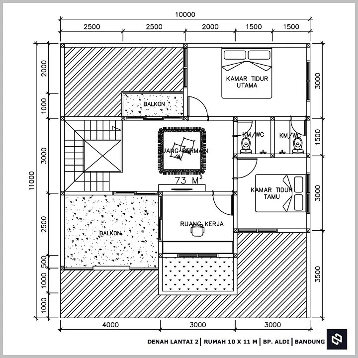 Desain rumah 10x11 Meter 2Lantai