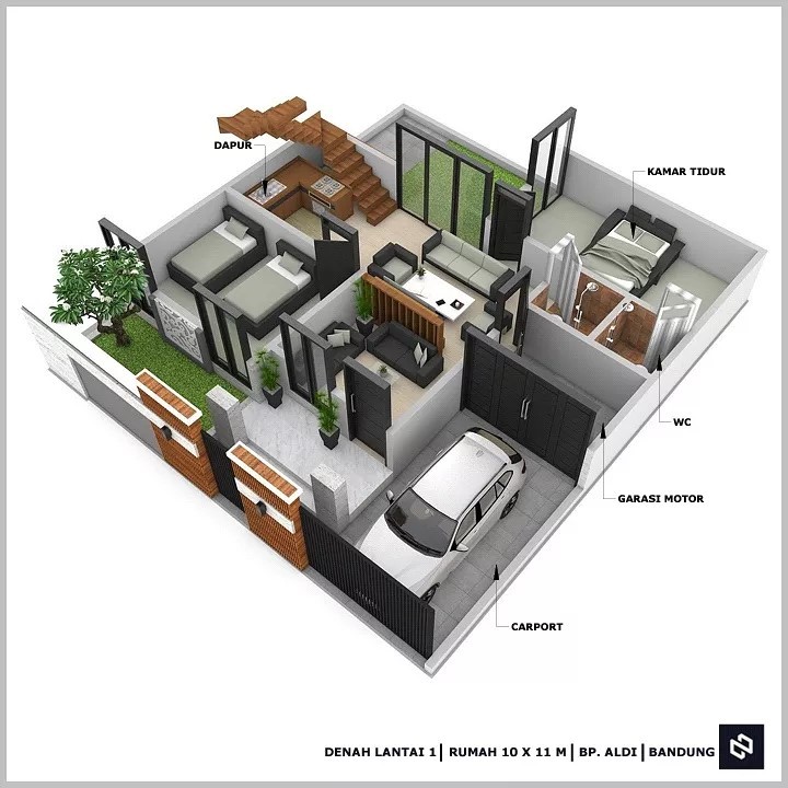 Desain rumah 10x11 Meter 2Lantai