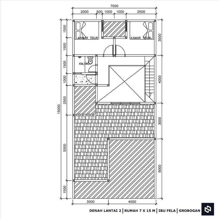 Desain rumah 7x15 Meter 2Lantai