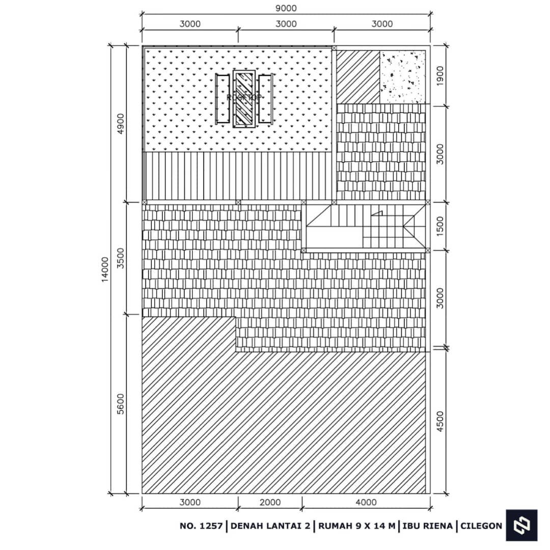 Desain rumah 9x14 Meter 1Lantai