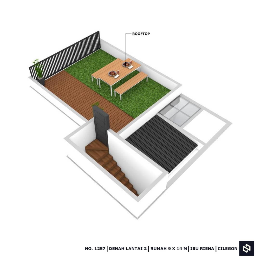 Desain rumah 9x14 Meter 1Lantai