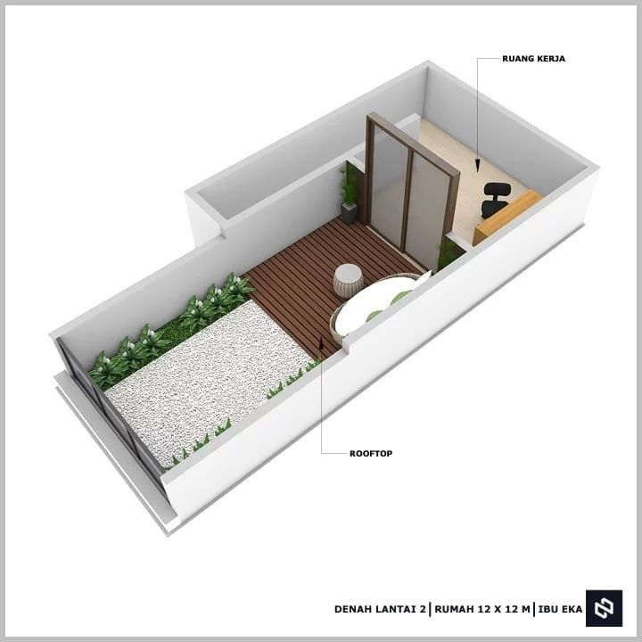 Desain rumah 12x12 Meter 1Lantai