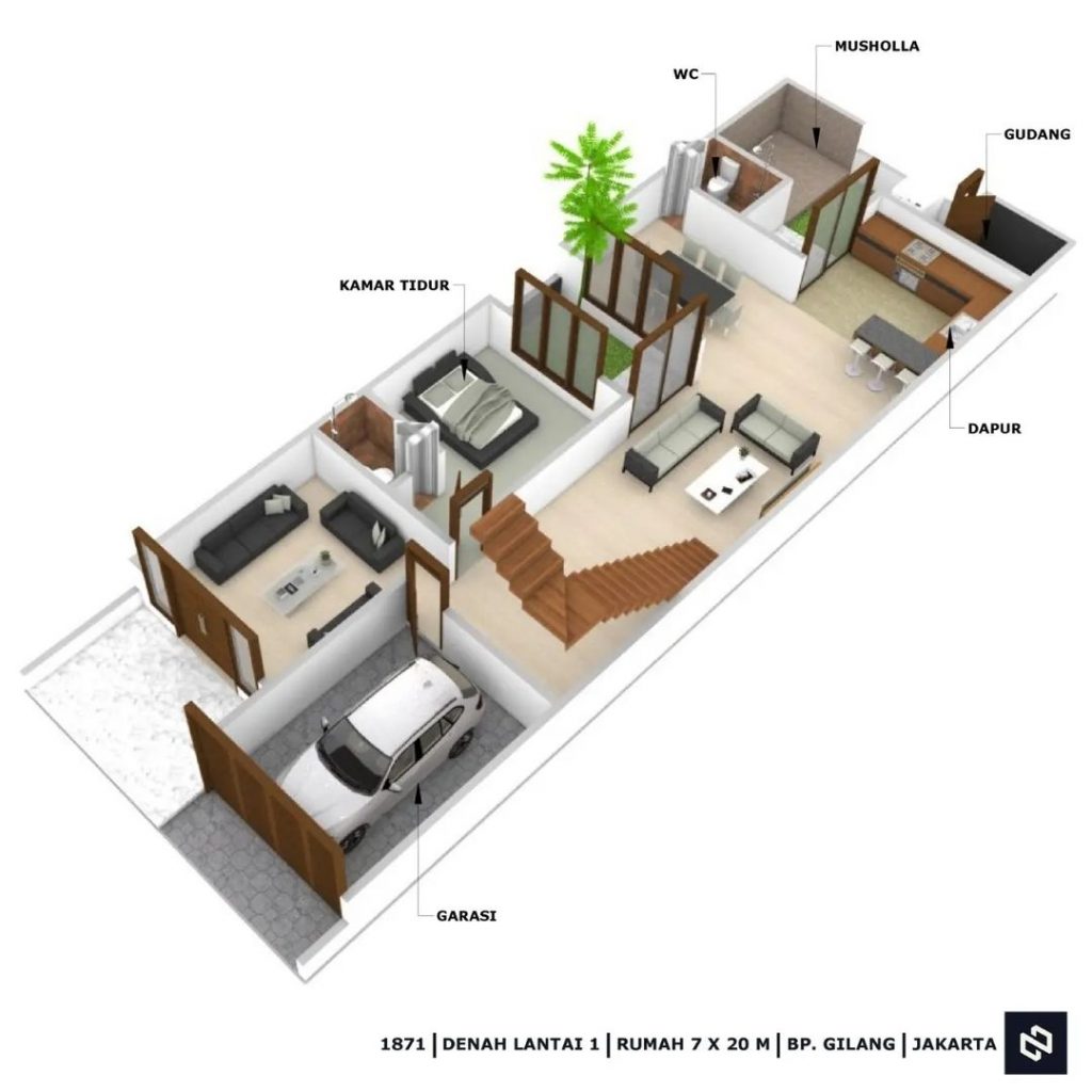 Denah And Desain Rumah 7×20 2lantai Minimalis