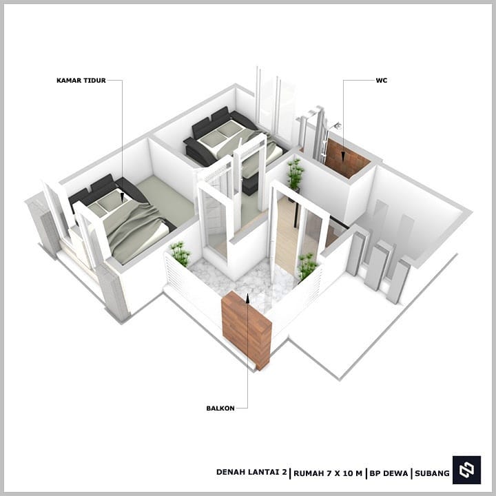 Desain rumah 7x10 Meter 2Lantai