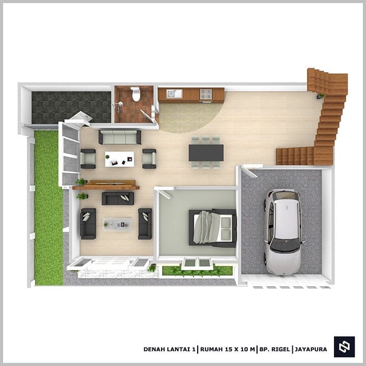 Desain rumah 15x10 Meter 2Lantai