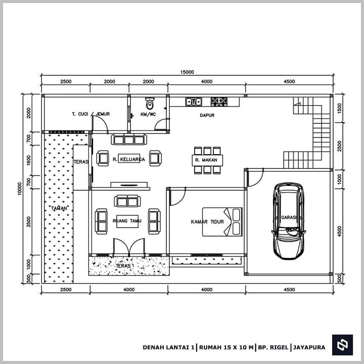 Desain rumah 15x10 Meter 2Lantai