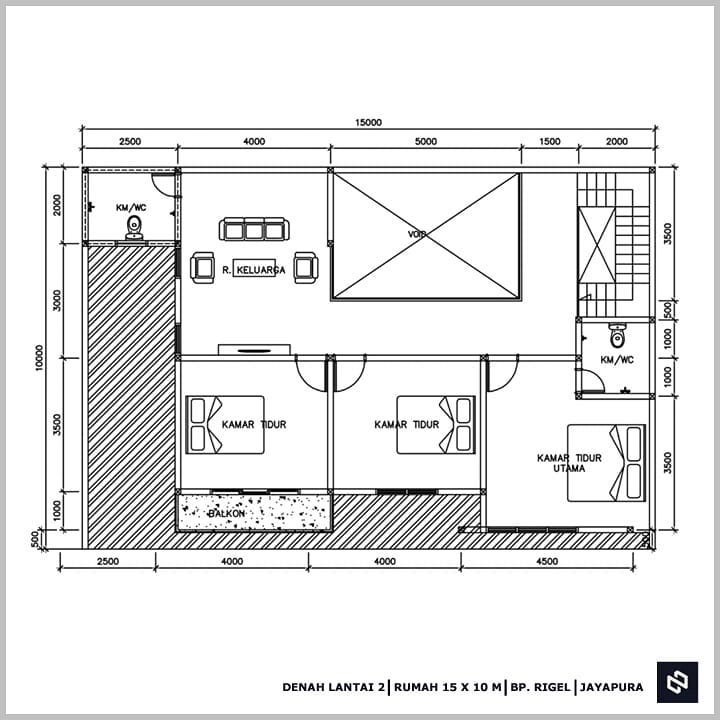 Desain rumah 15x10 Meter 2Lantai