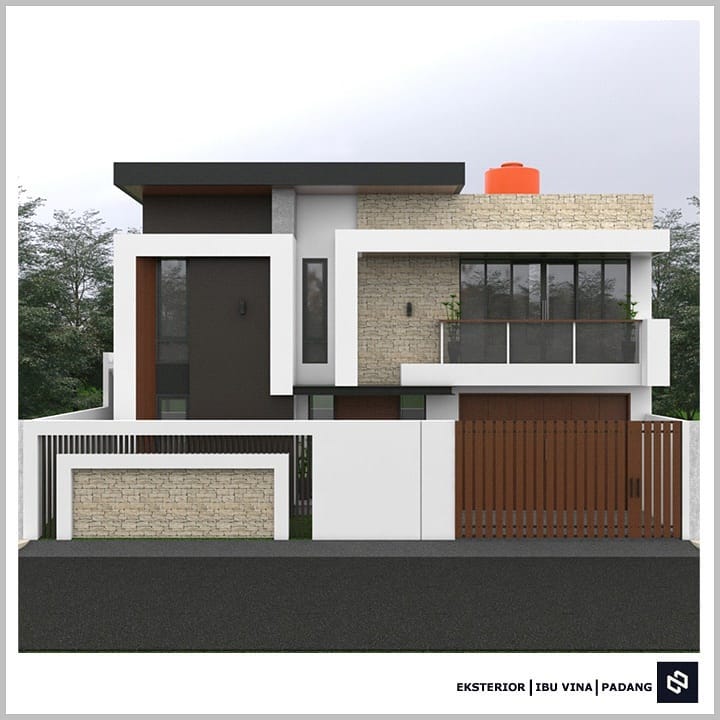 Desain rumah 14x14 Meter 2Lantai