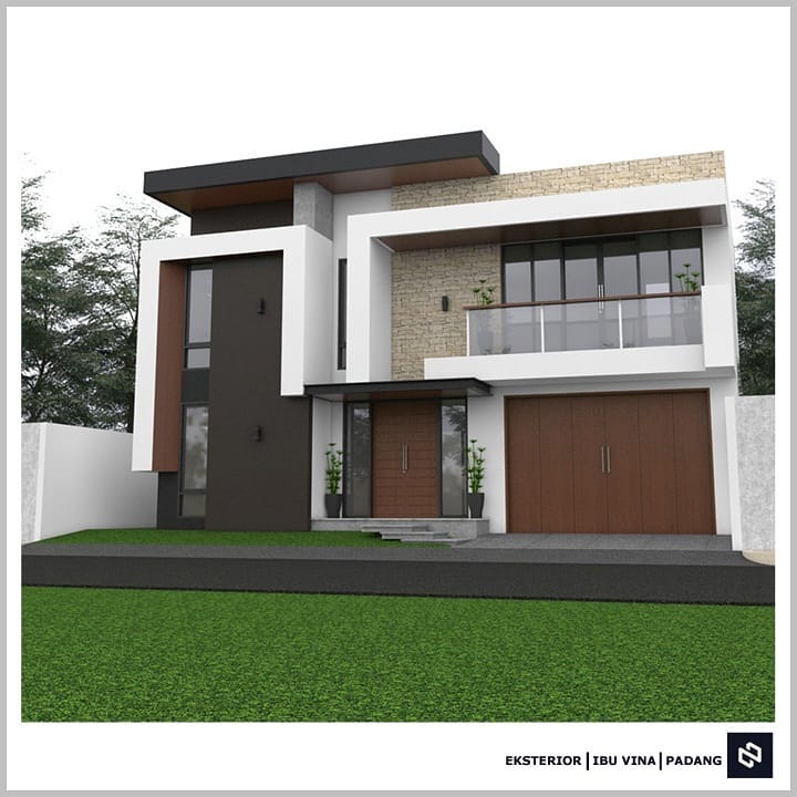 Desain rumah 14x14 Meter 2Lantai