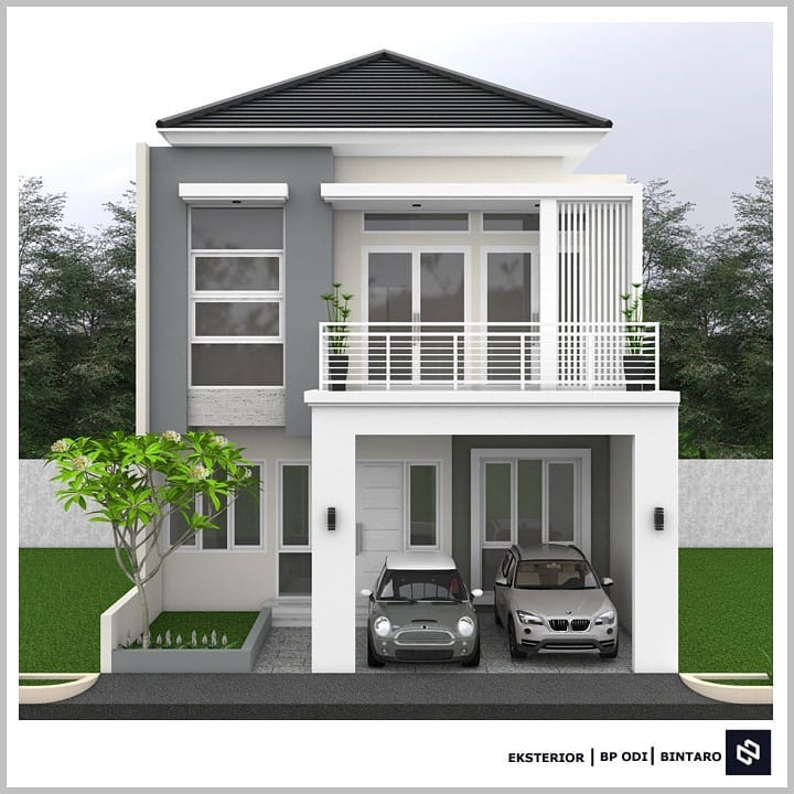 Desain rumah 8x11 Meter 2Lantai