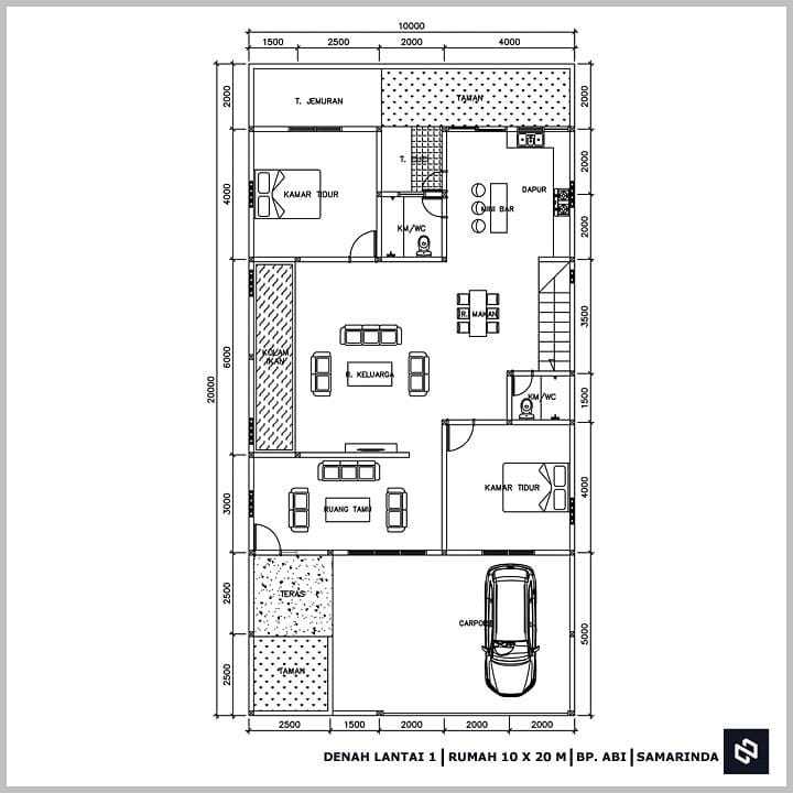 Desain rumah 10x20 Meter 2Lantai