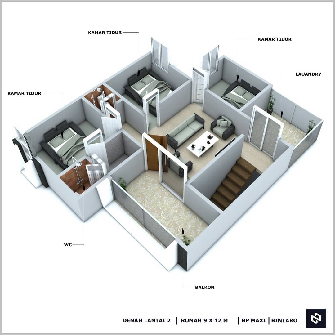 Home House Design 9x12 Meter 2Storey