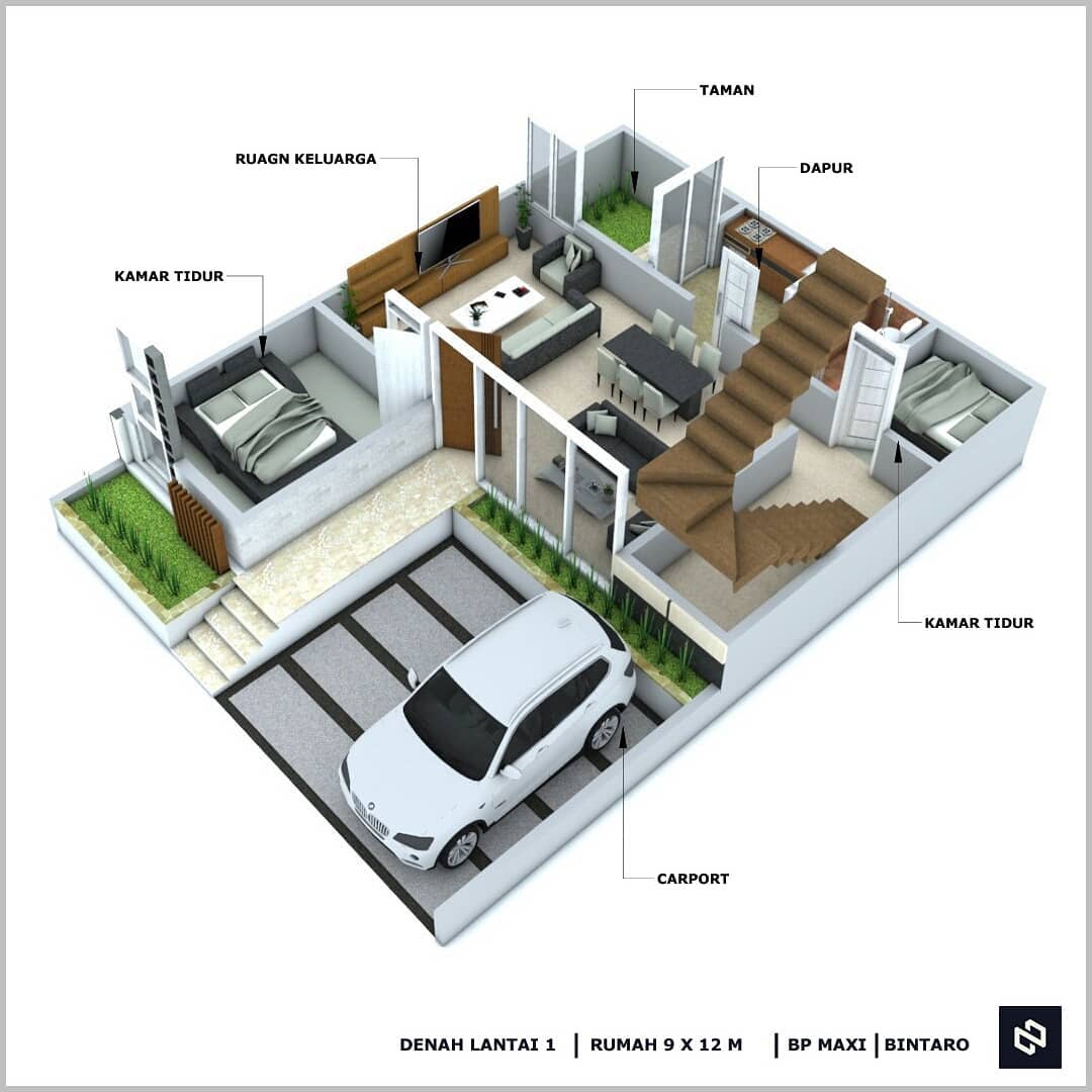 Home House Design 9x12 Meter 2Storey