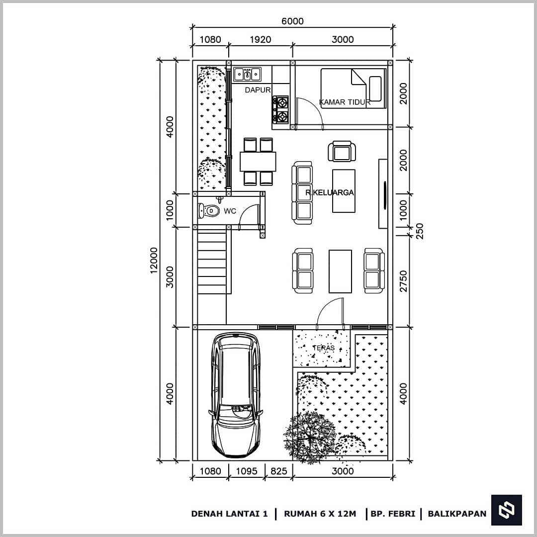 Home House Design 6x12 Meter 2Storey