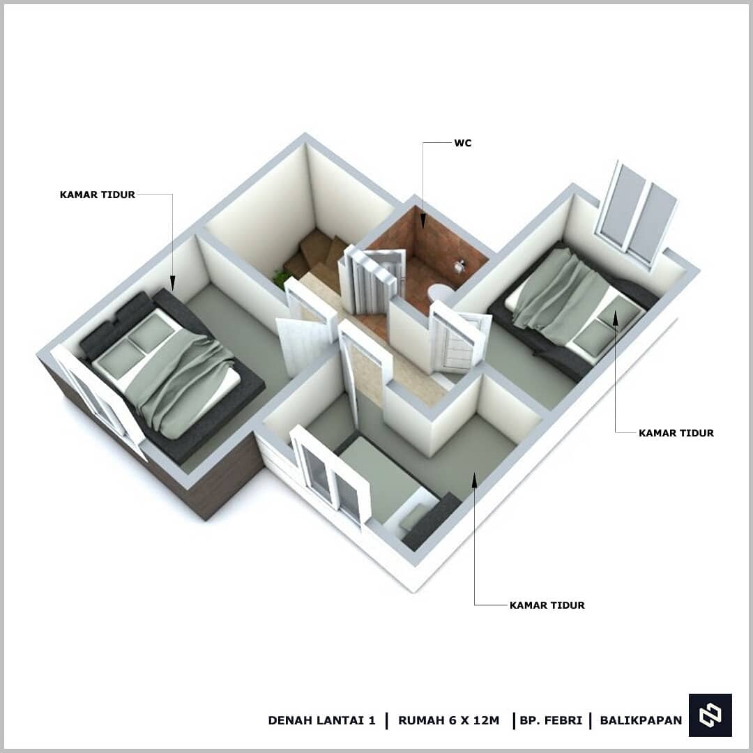 Home House Design 6x12 Meter 2Storey