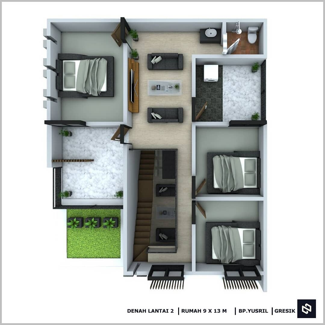Home House Design 9x13 Meter 2Storey
