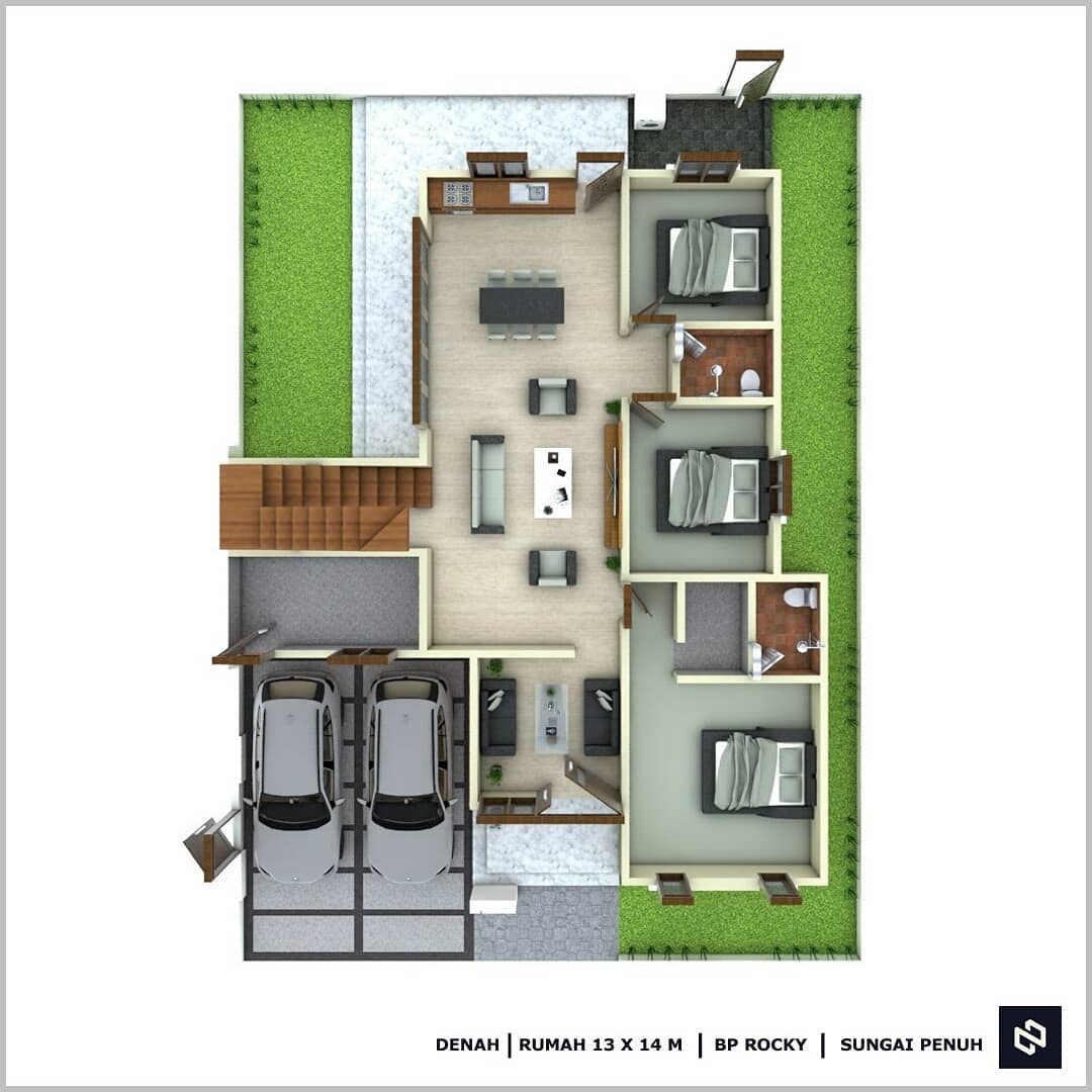 Home House Design 13x14 Meter 1Floors