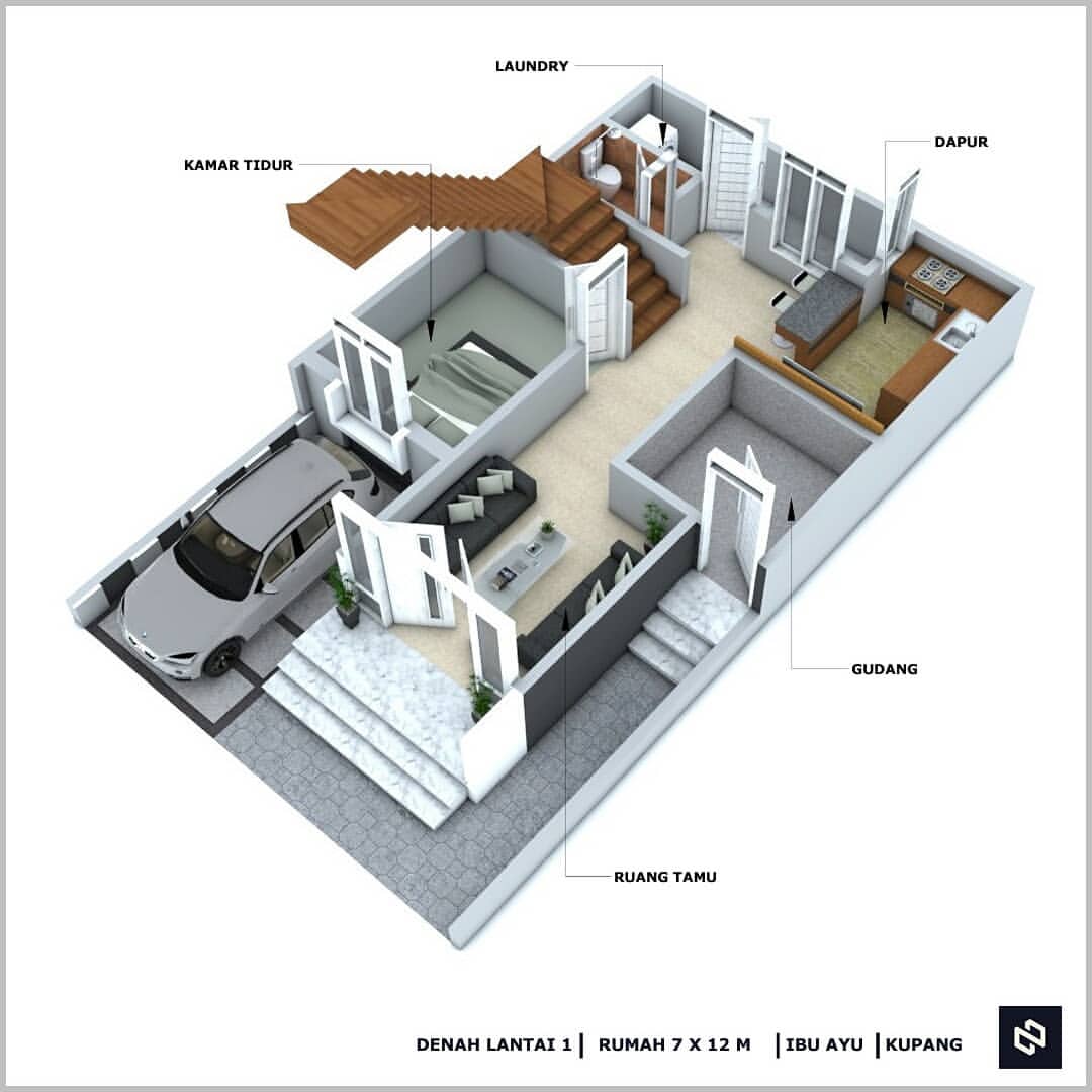 Home House Design 7x12 Meter 2Storey