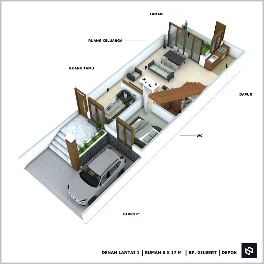 Home House Design 6x17 Meter 2Storey