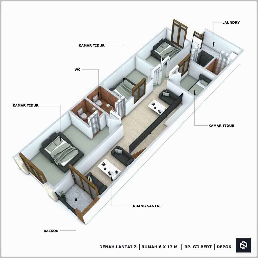 Home House Design 6x17 Meter 2Storey